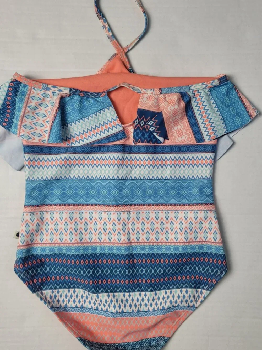 Lucky Brand Girls One Piece Swimsuit Geometric Print Size M 8/10 NWT